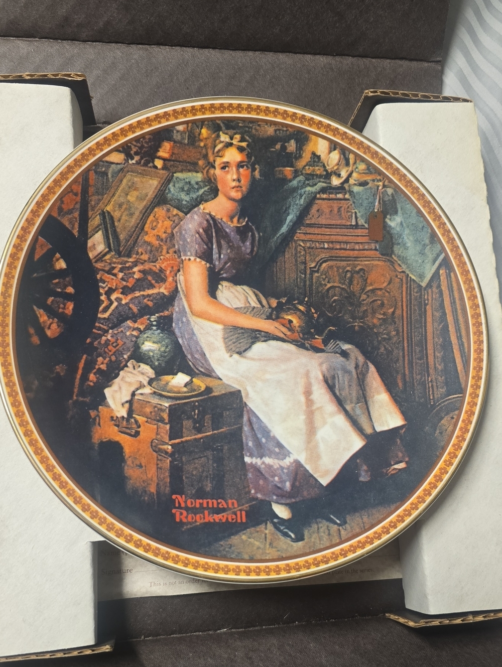 Norman Rockwell Decorative Collector Plate - Brown and Cream